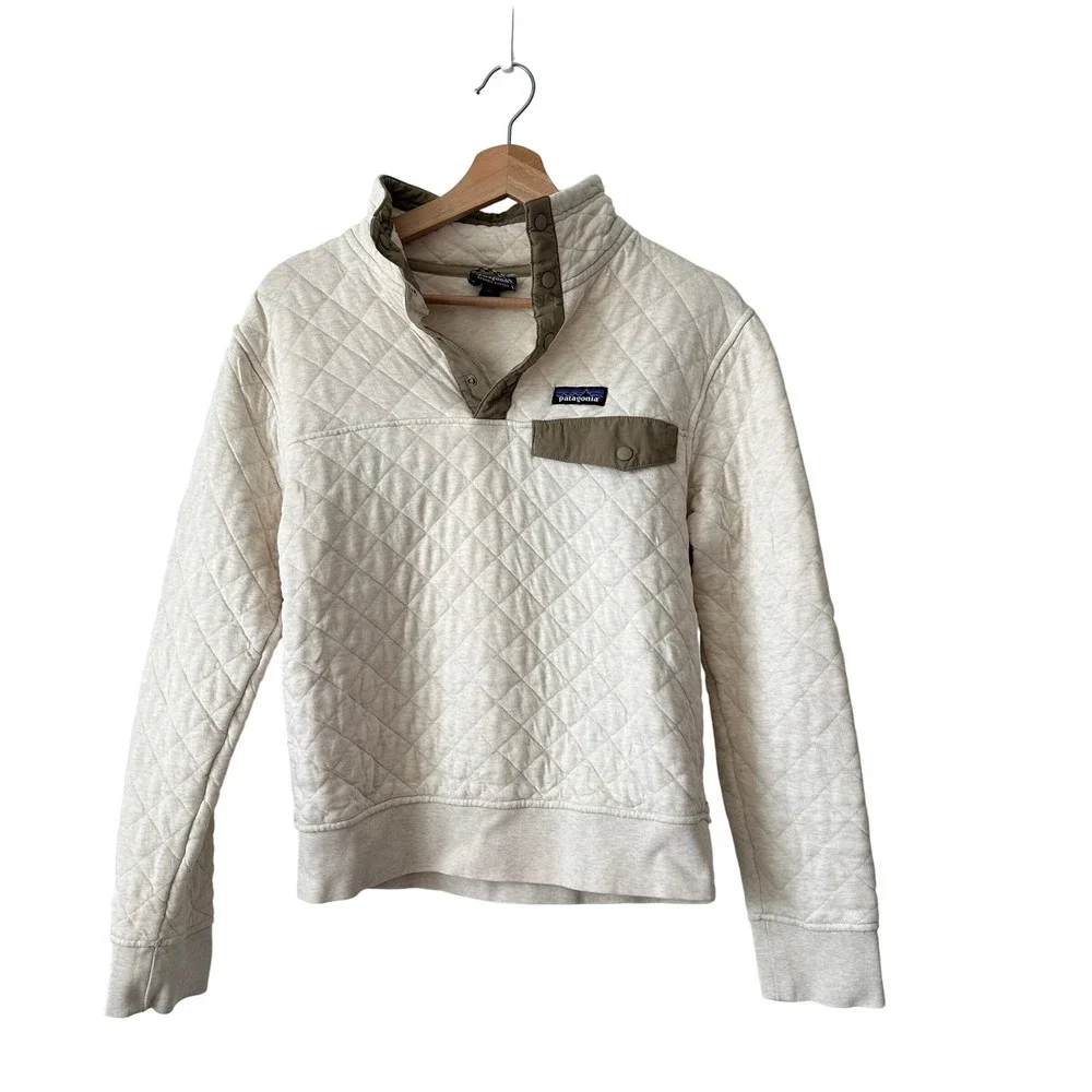 Patagonia Womens Organic Cotton Quilt Snap-T Pullover Oatmeal XXS - Picture 1 of 10
